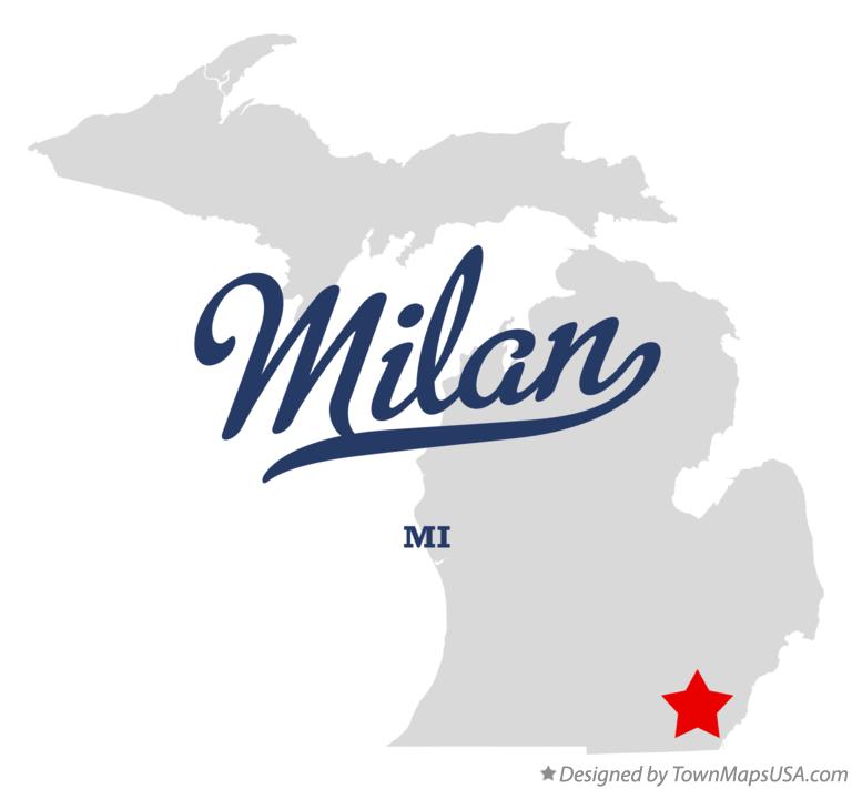 Map of Milan Michigan MI