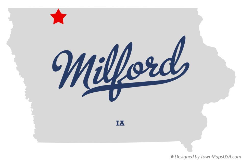 Map of Milford Iowa IA