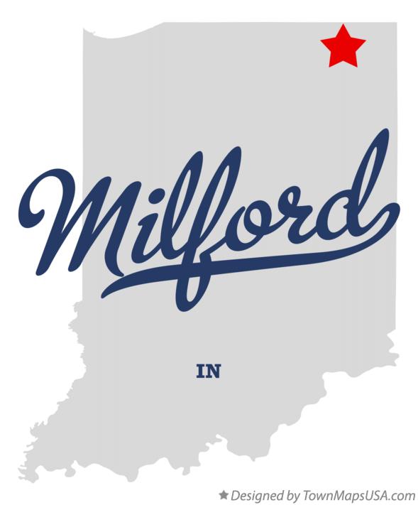 Map of Milford Indiana IN
