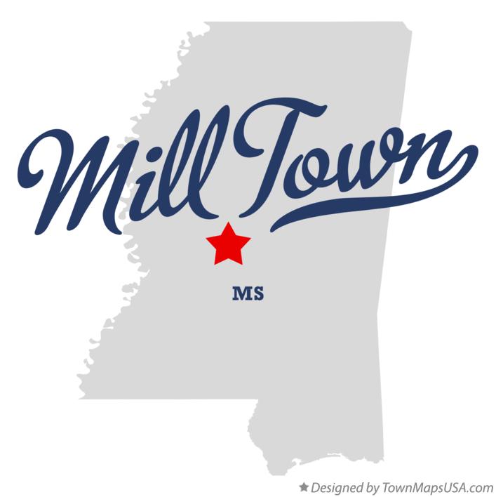 Map of Mill Town Mississippi MS