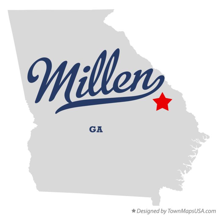 Map of Millen Georgia GA