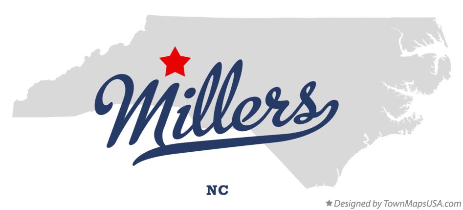 Map of Millers North Carolina NC
