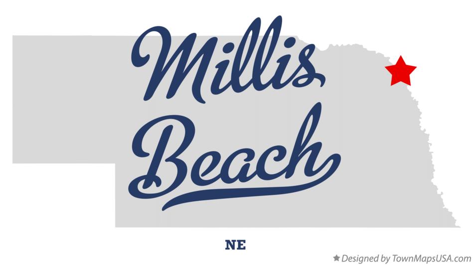 Map of Millis Beach Nebraska NE