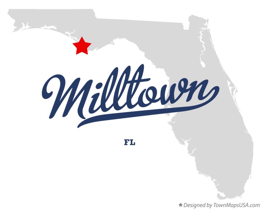 Map of Milltown Florida FL