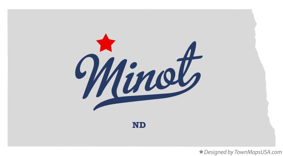 Map of Minot, ND, North image