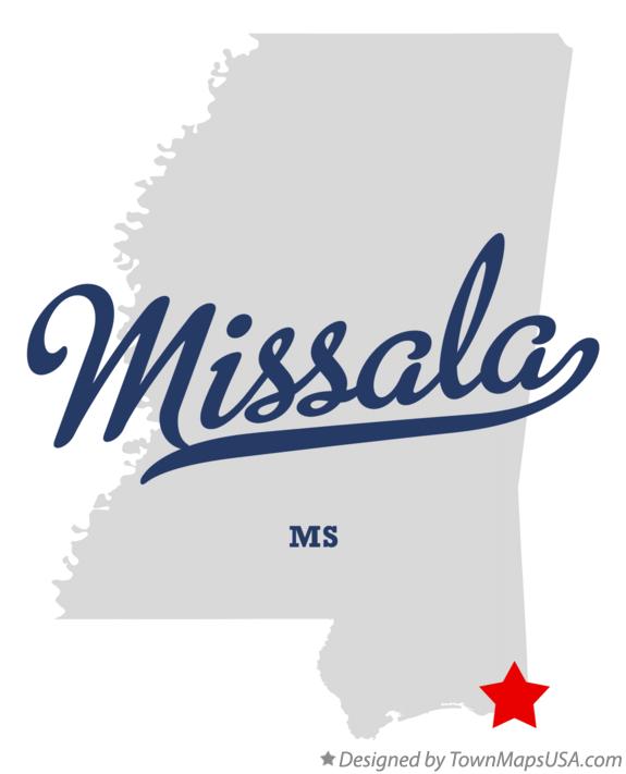 Map of Missala Mississippi MS