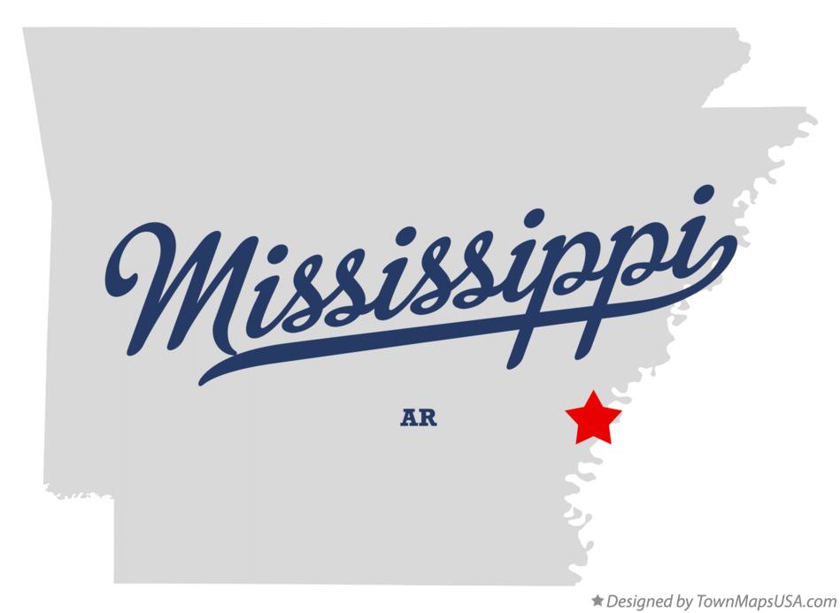 Map of Mississippi Arkansas AR
