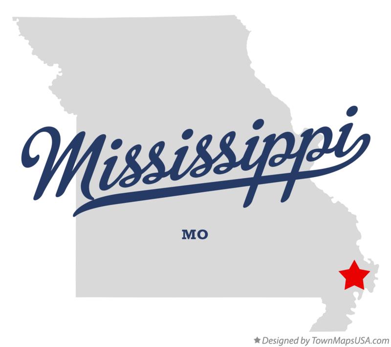 Map of Mississippi Missouri MO