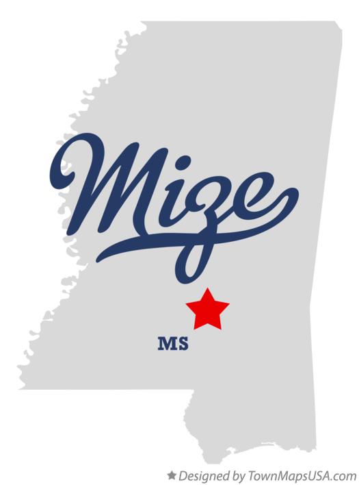 Map of Mize Mississippi MS
