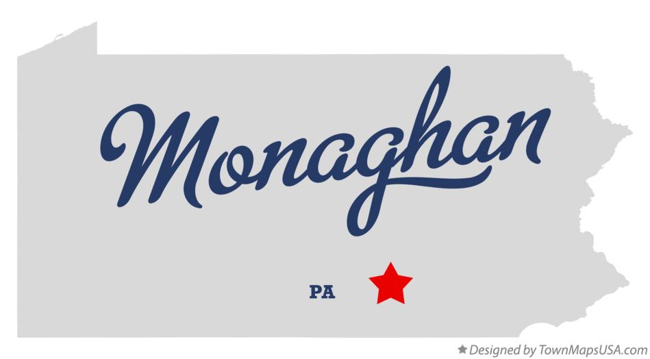 Map of Monaghan Pennsylvania PA