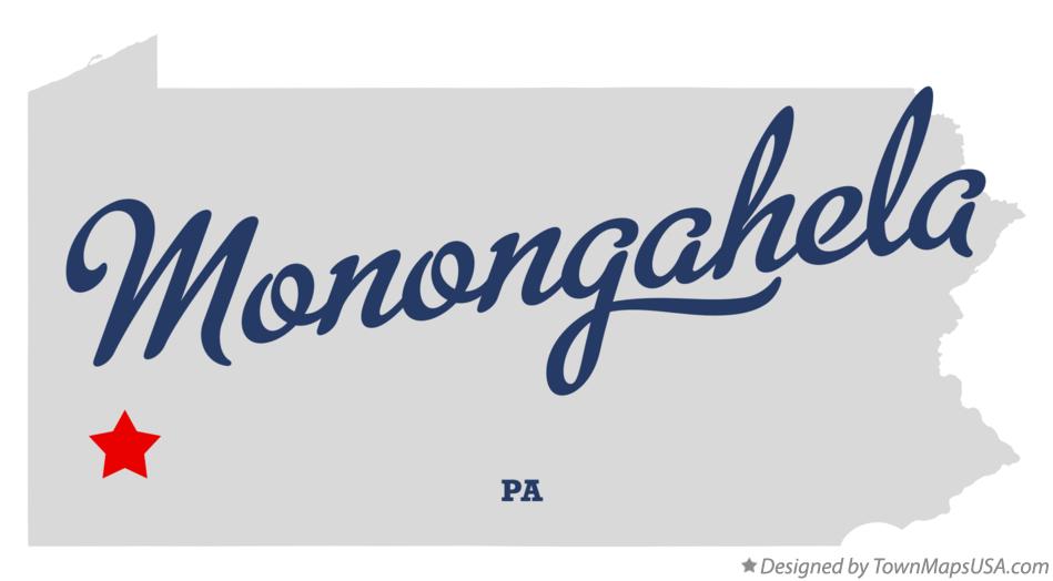 Map of Monongahela Pennsylvania PA