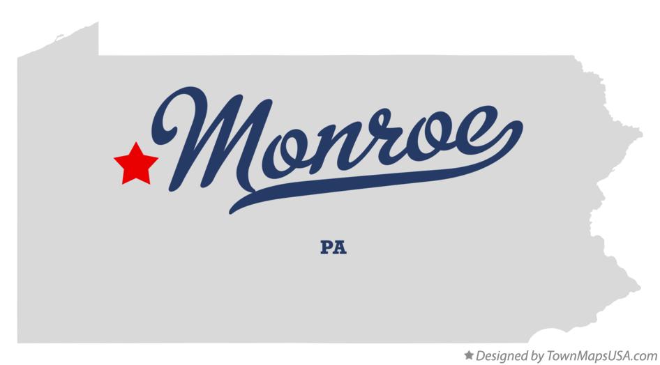 Map of Monroe Pennsylvania PA