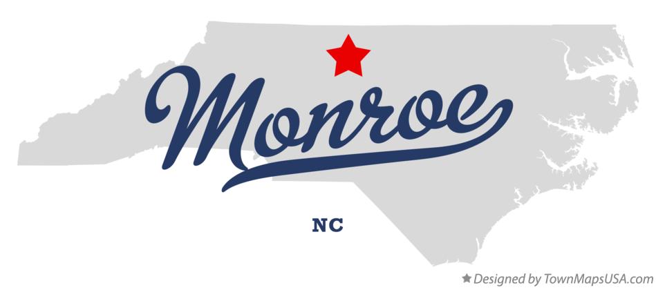 Map of Monroe North Carolina NC
