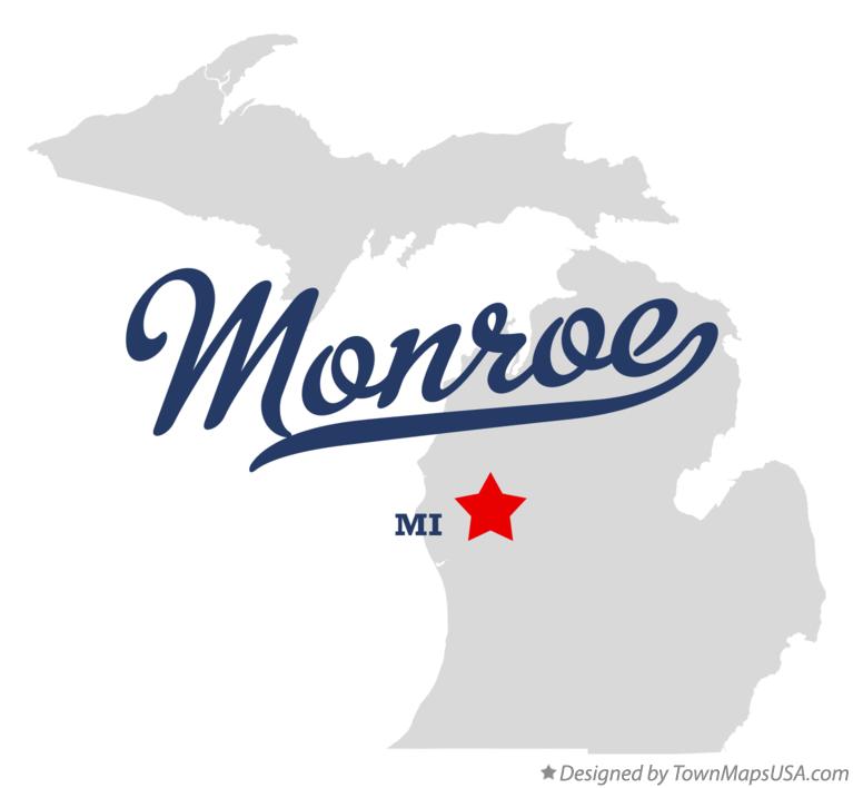 Map of Monroe Michigan MI