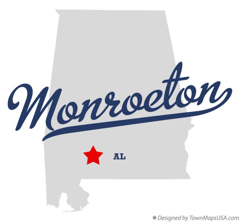 Map of Monroeton Alabama AL