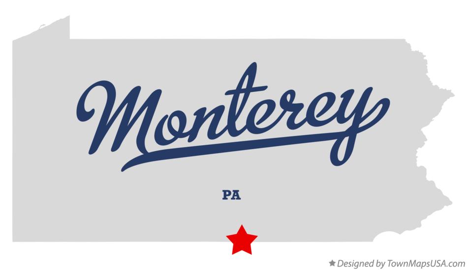 Map of Monterey Pennsylvania PA