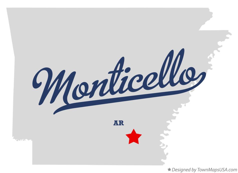 Map of Monticello Arkansas AR