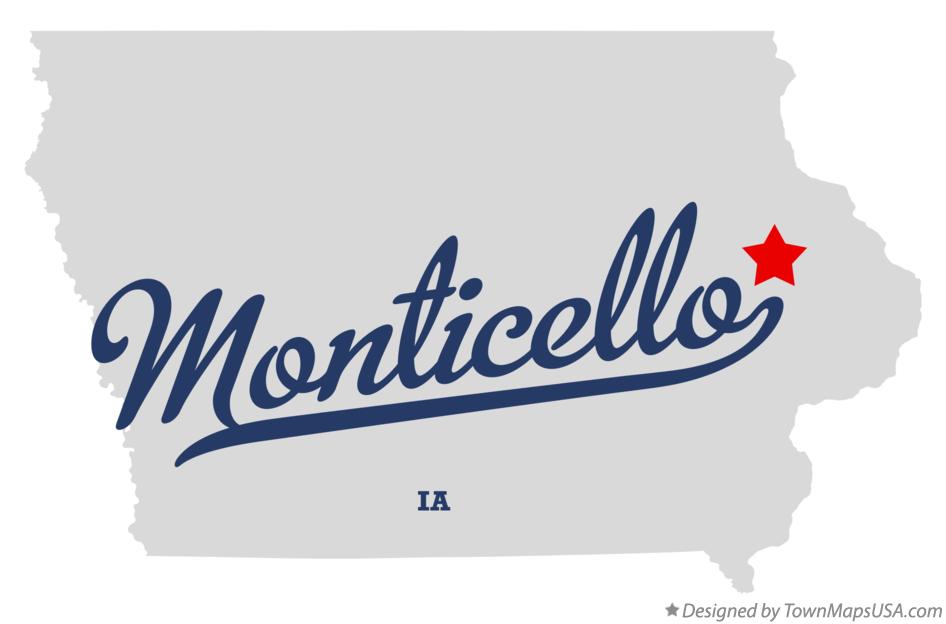 Map of Monticello Iowa IA