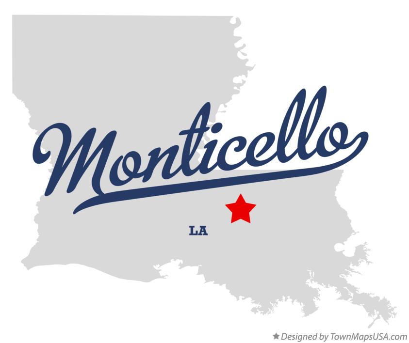 Map of Monticello Louisiana LA