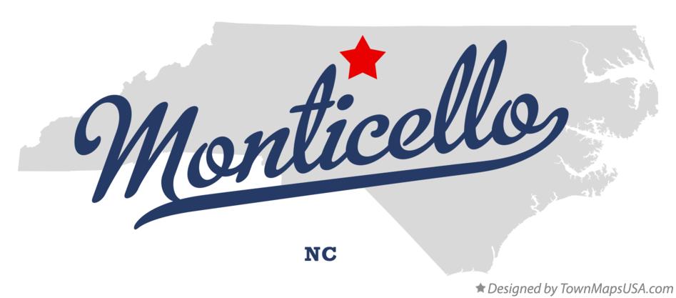 Map of Monticello North Carolina NC