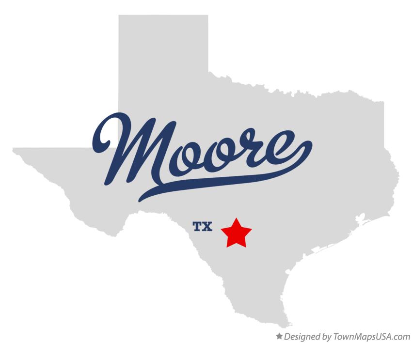 Map of Moore Texas TX