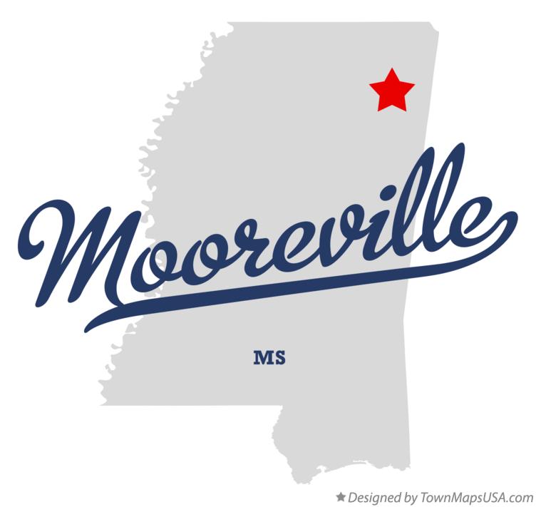 Map of Mooreville Mississippi MS