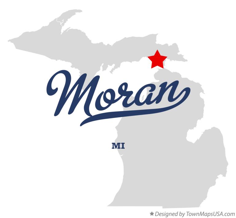 Map of Moran Michigan MI