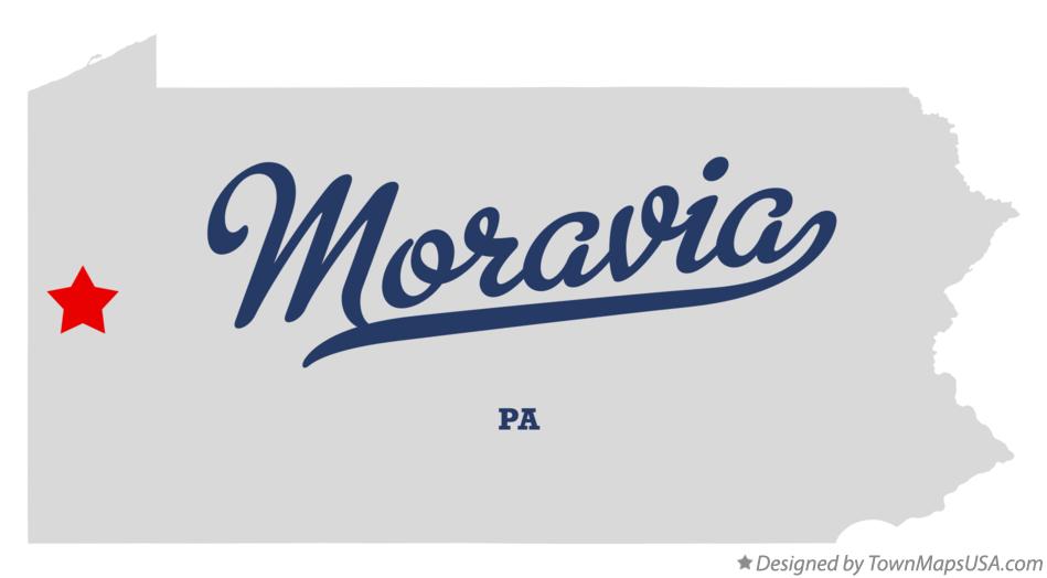 Map of Moravia Pennsylvania PA