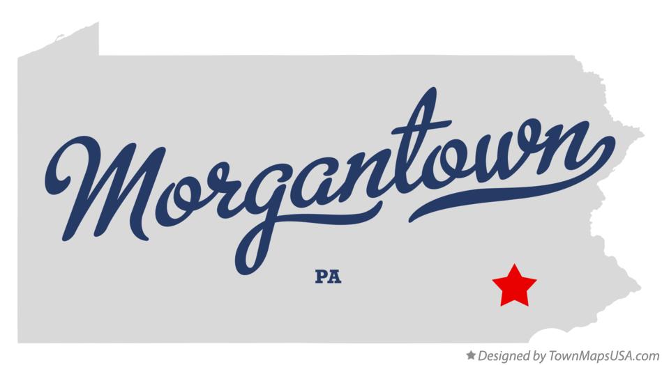 Map of Morgantown Pennsylvania PA