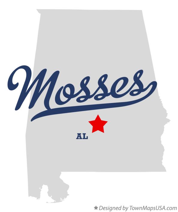 Map of Mosses Alabama AL