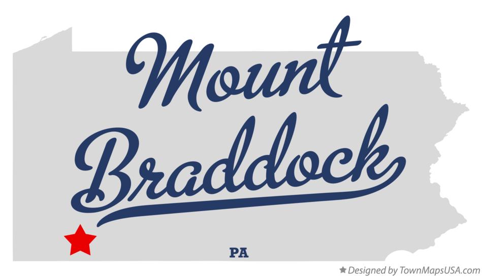 Map of Mount Braddock Pennsylvania PA