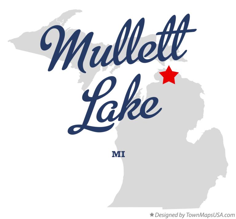 Map of Mullett Lake Michigan MI