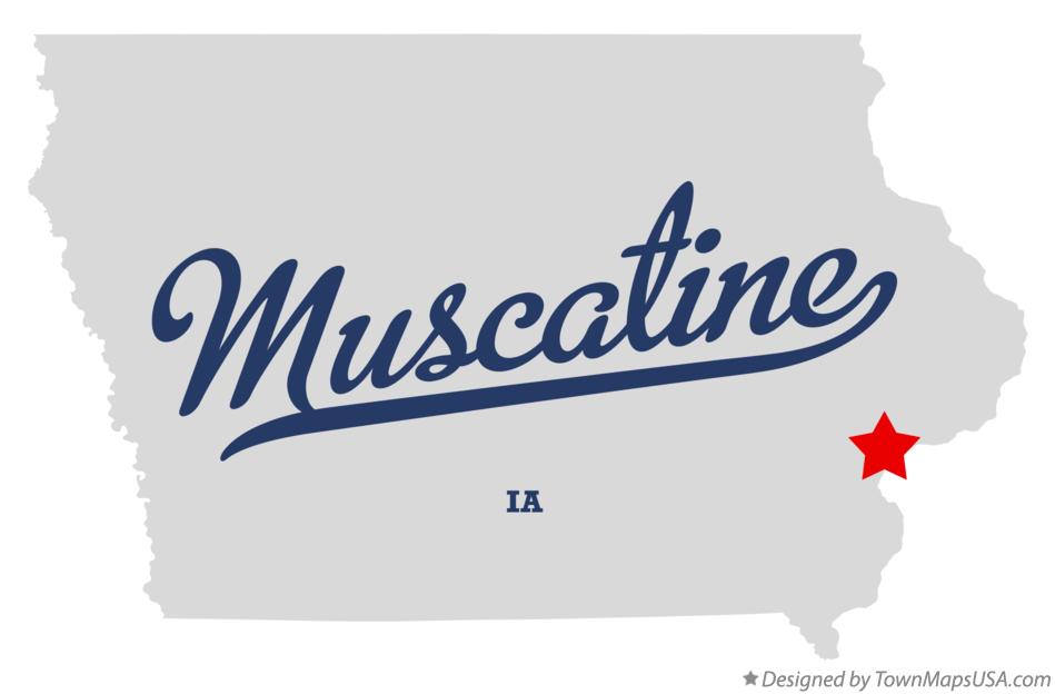 Map of Muscatine Iowa IA