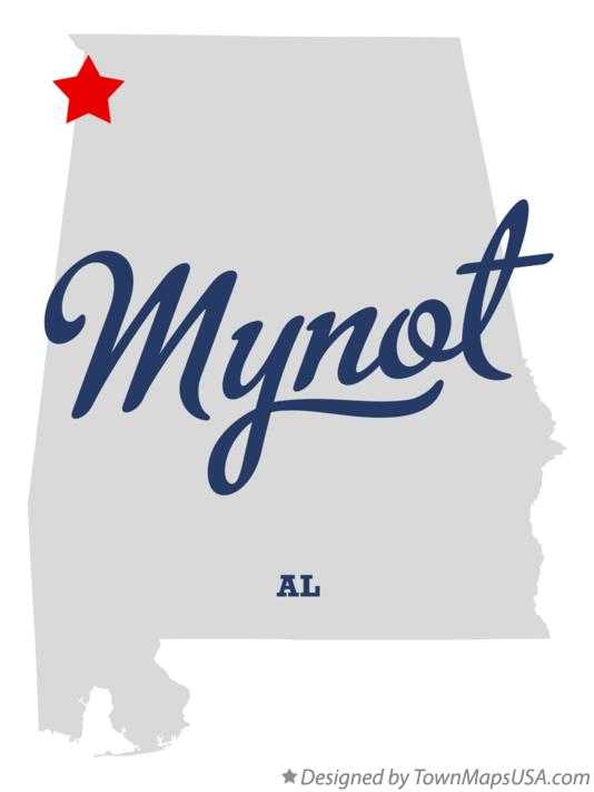Map of Mynot Alabama AL