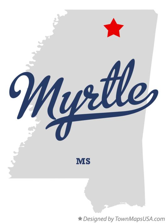 Map of Myrtle Mississippi MS