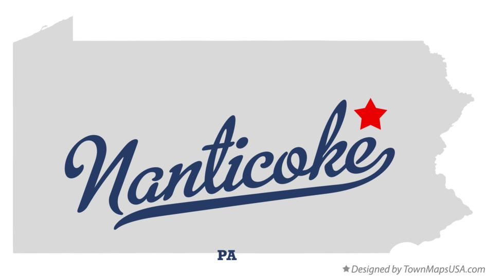 Map of Nanticoke Pennsylvania PA