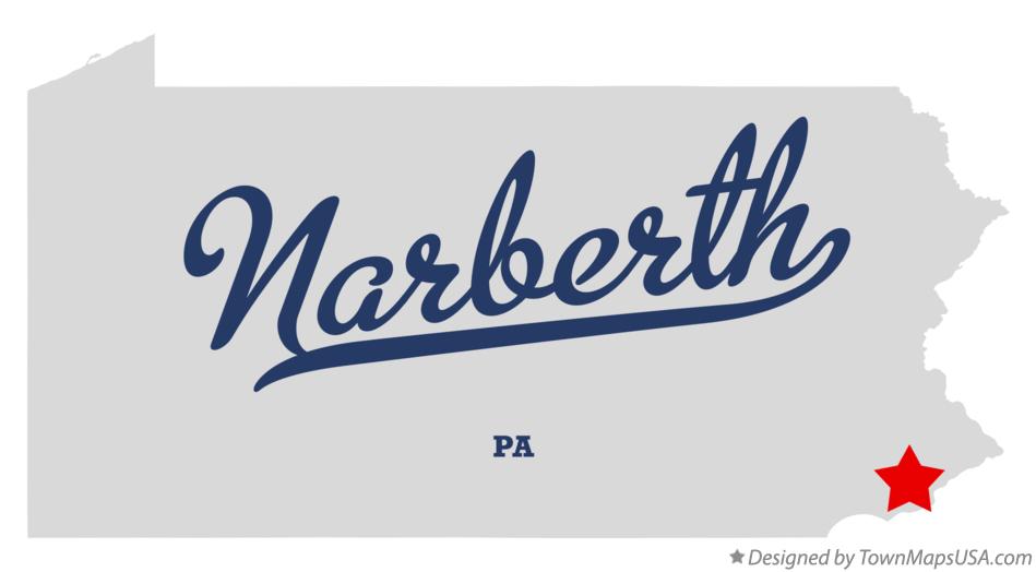 Map of Narberth Pennsylvania PA