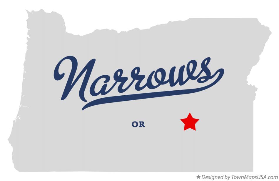 Map of Narrows Oregon OR