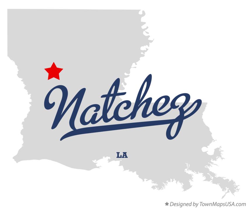 Map of Natchez Louisiana LA