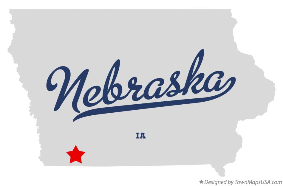 Map of Nebraska Iowa IA