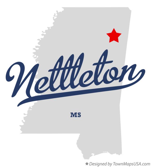 Map of Nettleton Mississippi MS