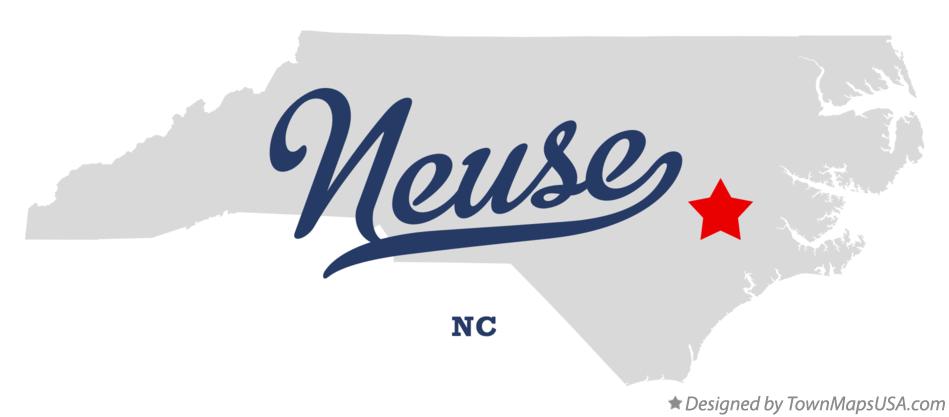 Map of Neuse North Carolina NC