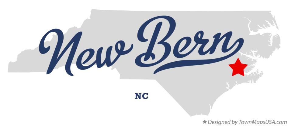 Map of New Bern North Carolina NC