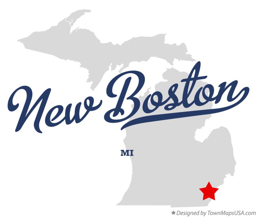 Map of New Boston Michigan MI