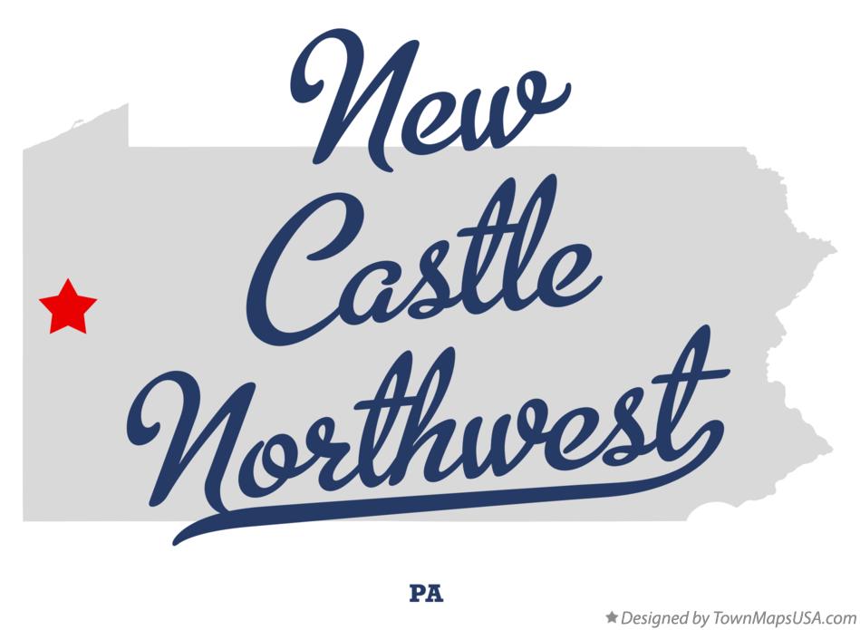 Map of New Castle Northwest Pennsylvania PA