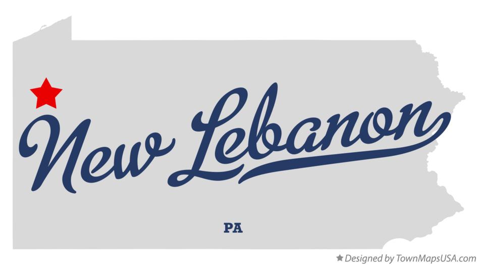 Map of New Lebanon Pennsylvania PA