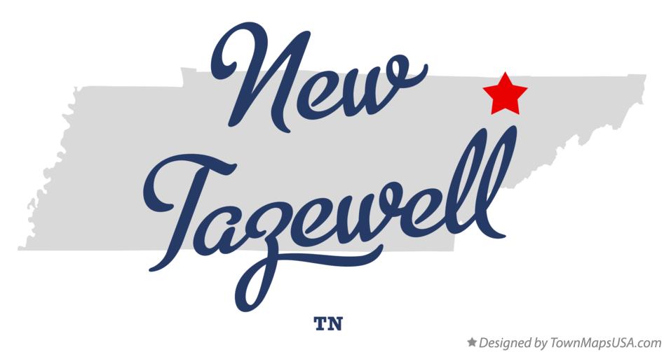 Map of New Tazewell Tennessee TN