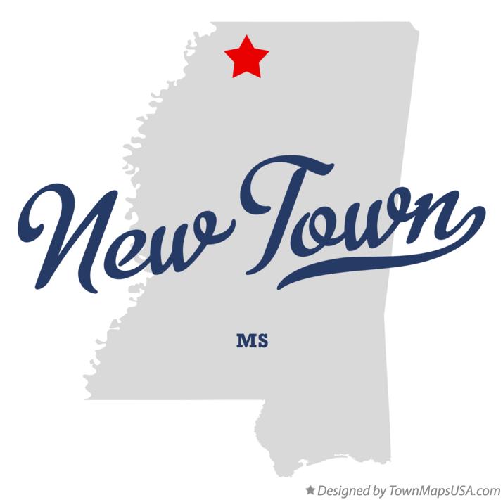Map of New Town Mississippi MS