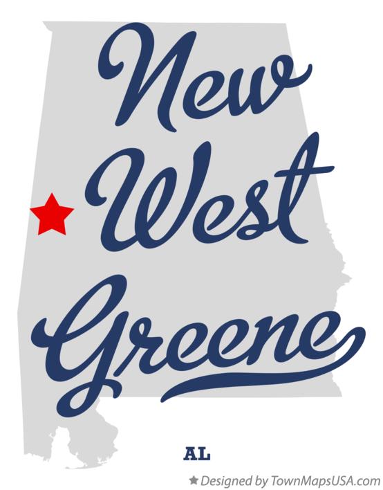 Map of New West Greene Alabama AL