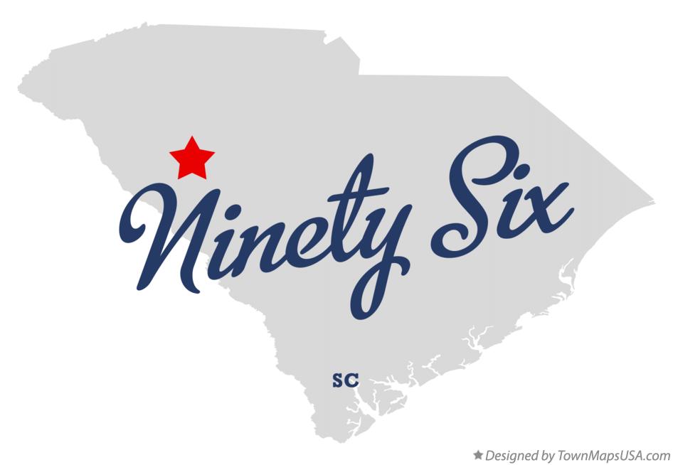 Map of Ninety Six South Carolina SC